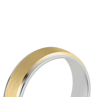Just Brilliant 6mm Two-Tone Wedding Band in 18K Yellow Gold and White Gold, detail view
