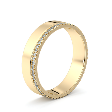 Just Brilliant Pave Cigar Band in 18K Yellow Gold, upright view.