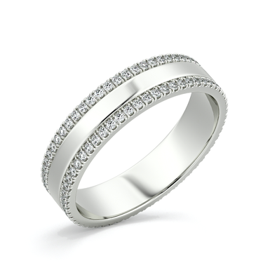 Just Brilliant Pave Cigar Band in 18K White Gold, oblique view.