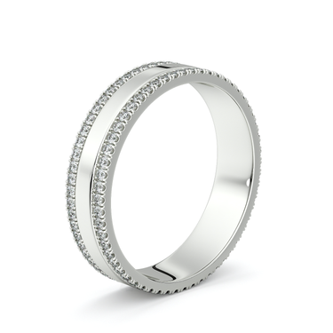 Just Brilliant Pave Cigar Band in 18K White Gold, upright view.