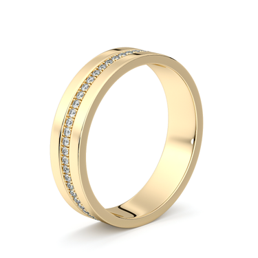Just Brilliant Pave Cigar Band in 18K Yellow Gold, upright view.