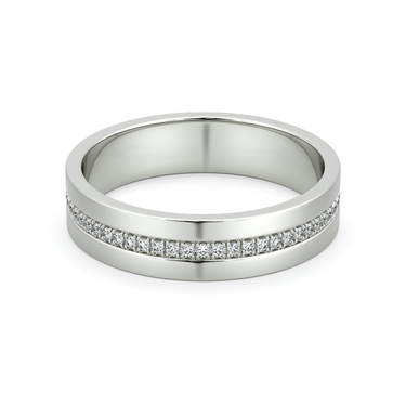 Just Brilliant Pave Cigar Band in 18K White Gold, front view.