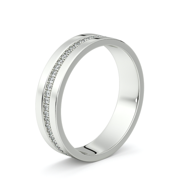 Just Brilliant Pave Cigar Band in 18K White Gold, upright view.
