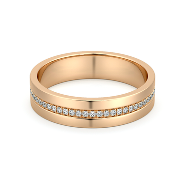 Just Brilliant Pave Cigar Band in 18K Rose Gold, front view.