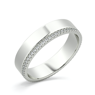 Just Brilliant Pave Cigar Band in 18K White Gold, oblique view.