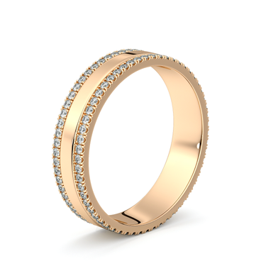 Just Brilliant Pave Cigar Band in 18K Rose Gold, upright view.