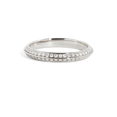 Just Brilliant Knife Edge Wedding Band, 18K White Gold, front view, unengraved