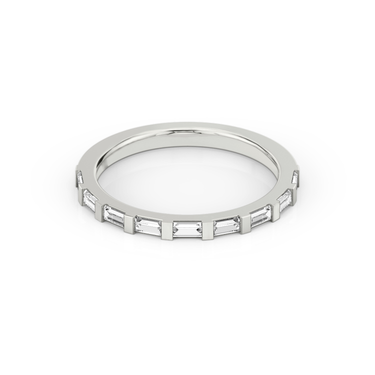 Just Brilliant Baguette Bar Band, 18K White Gold, front view, unengraved