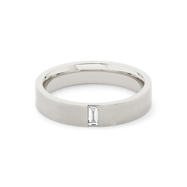 Just Brilliant Brushed Baguette Band, 18K White Gold, front view, unengraved