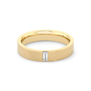Just Brilliant Brushed Baguette Band, 18K Yellow Gold, front view, unengraved