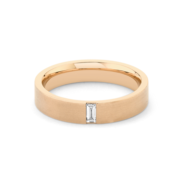 Just Brilliant Brushed Baguette Band, 18K Rose Gold, front view, unengraved