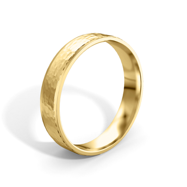 Just Brilliant Hammered Band, 18K Yellow Gold, upright view, unengraved