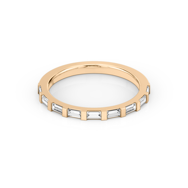 Just Brilliant Baguette Bar Band, 18K Rose Gold, front view, unengraved