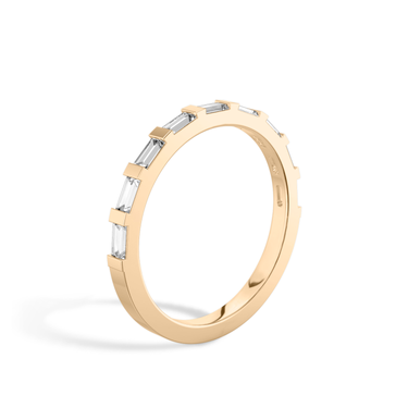 Just Brilliant Baguette Bar Band, 18K Rose Gold, upright view, unengraved
