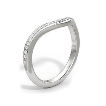 Just Brilliant Curve Band, 18K White Gold, upright view, unengraved