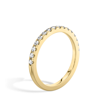 Just Brilliant Half Pave Band, 18K Yellow Gold, upright view, unengraved