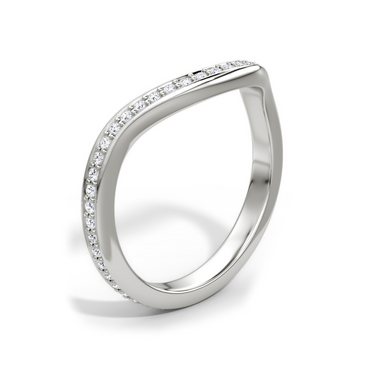 Just Brilliant Curve Band, 18K White Gold, upright view, unengraved