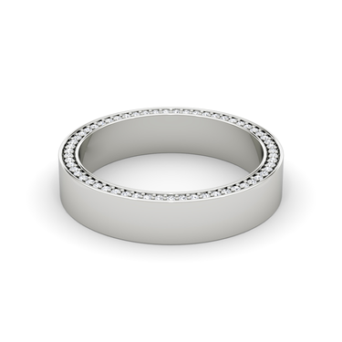 Just Brilliant Pave Border Band, 18K White Gold, front view, unengraved