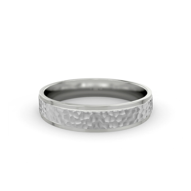 Just Brilliant Hammered Band, 18K White Gold, front view, unengraved