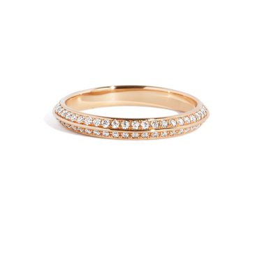 Just Brilliant Knife Edge Wedding Band, 18K Rose Gold, front view, unengraved