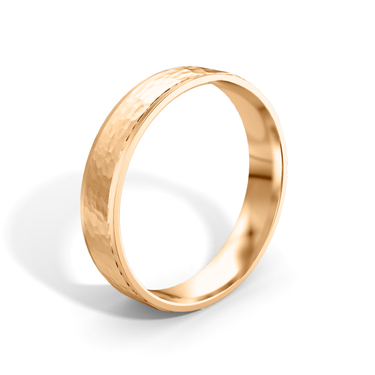 Just Brilliant Hammered Band, 18K Rose Gold, upright view, unengraved