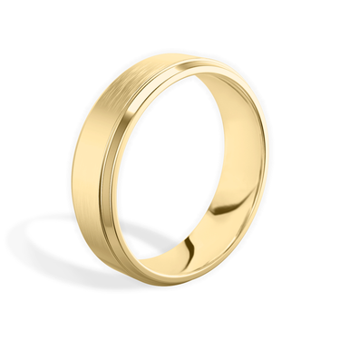 Just Brilliant Brushed Bevel Band, 18K Yellow Gold, upright view, unengraved