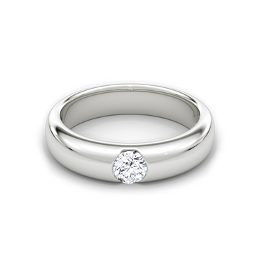 Just Brilliant Inlay Band, 18K White Gold, front view, unengraved