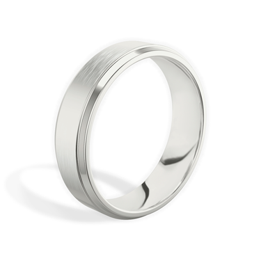 Just Brilliant Brushed Bevel Band, 18K White Gold, upright view, unengraved