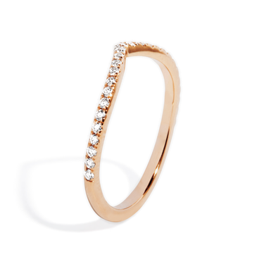Just Brilliant Dip Wedding Band, 18K Rose Gold, upright view, unengraved