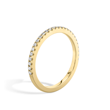 Just Brilliant Half Pave Band, 18K Yellow Gold, upright view, unengraved