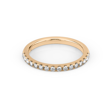 Just Brilliant Half Pave Band, 18K Rose Gold, front view, unengraved