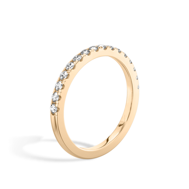 Just Brilliant Half Pave Band, 18K Rose Gold, upright view, unengraved