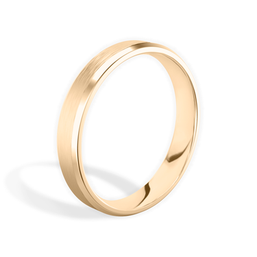 Just Brilliant Brushed Bevel Band, 18K Rose Gold, upright view, unengraved