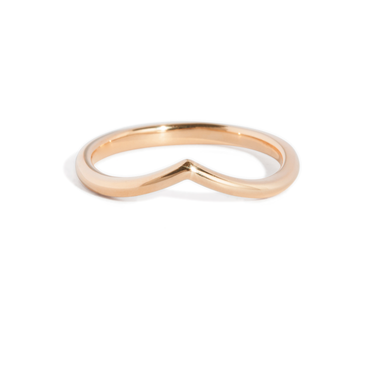 Just Brilliant Dip Wedding Band, 18K Rose Gold, front view, unengraved