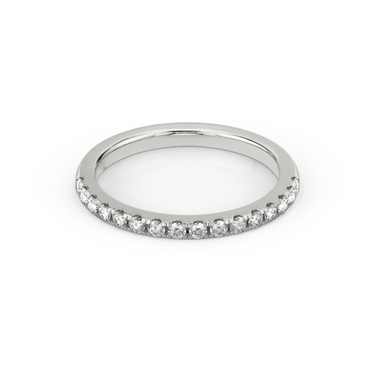 Just Brilliant Half Pave Band, 18K White Gold, front view, unengraved