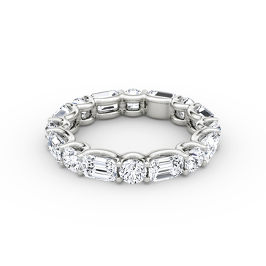 Just Brilliant Alternating Shapes Eternity Band, 18K White Gold, front view, unengraved