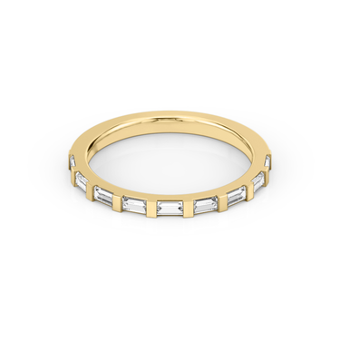 Just Brilliant Baguette Bar Band, 18K Yellow Gold, front view, unengraved