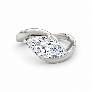 Just Brilliant Wrapped Solitaire Diamond Ring, marquise in 18K white gold, front view #jb-wrapped_marquise_18k-white-gold_front
