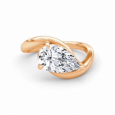 Just Brilliant Wrapped Solitaire Diamond Ring, pear in 18K rose gold, front view #jb-wrapped_pear_18k-rose-gold_front