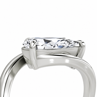Just Brilliant Wrapped Solitaire Diamond Ring, pear in 18K white gold, detail view #jb-wrapped_pear_18k-white-gold_detail