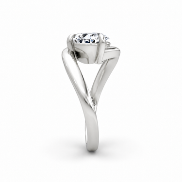 Just Brilliant Wrapped Solitaire Diamond Ring, pear in 18K white gold, side view #jb-wrapped_pear_18k-white-gold_side
