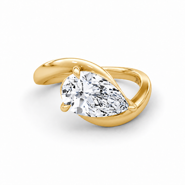 Just Brilliant Wrapped Solitaire Diamond Ring, pear in 18K yellow gold, front view #jb-wrapped_pear_18k-yellow-gold_front
