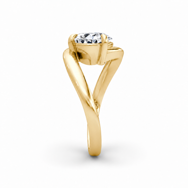 Just Brilliant Wrapped Solitaire Diamond Ring, pear in 18K yellow gold, side view #jb-wrapped_pear_18k-yellow-gold_side