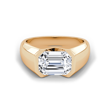 Just Brilliant Statement Signet Ring — Emerald — 18K Rose Gold — front view