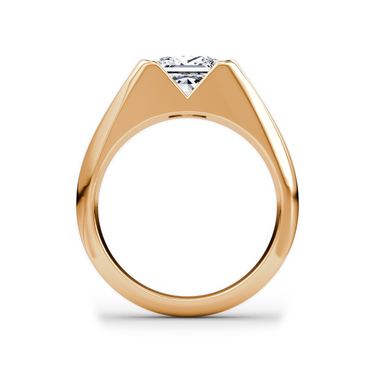 Just Brilliant Statement Signet Ring — Princess — 18K Rose Gold — profile view