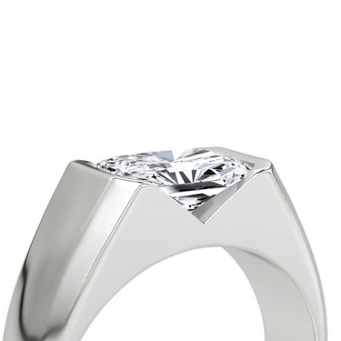 Just Brilliant Statement Signet Ring — Radiant — 18K White Gold — detail view