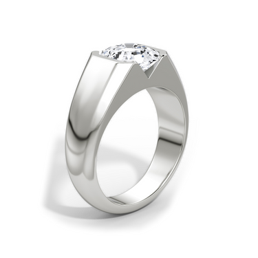Just Brilliant Statement Signet Ring — Asscher — 18K White Gold — upright view