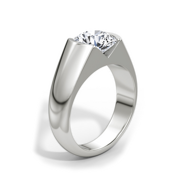 Just Brilliant Statement Signet Ring — Round Brilliant — 18K White Gold — upright view