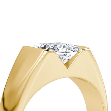 Just Brilliant Statement Signet Ring — Princess — 18K Yellow Gold — detail view