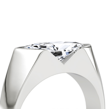 Just Brilliant Statement Signet Ring — Marquise — 18K White Gold — detail view